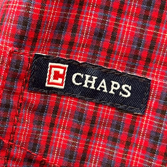 Chaps by Ralph Lauren red and blue checked easy care shirt sz L - Picture 4 of 8